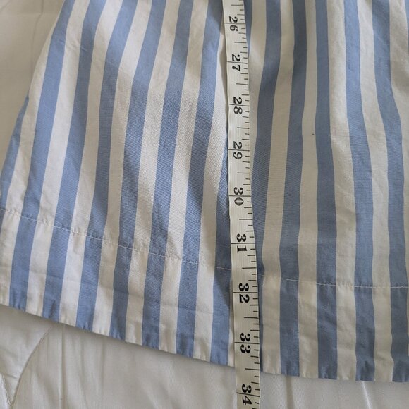 J Crew Mini Dress Women's Medium Blue White Stripe Off-Shoulder Smocked Poplin - Picture 14 of 14